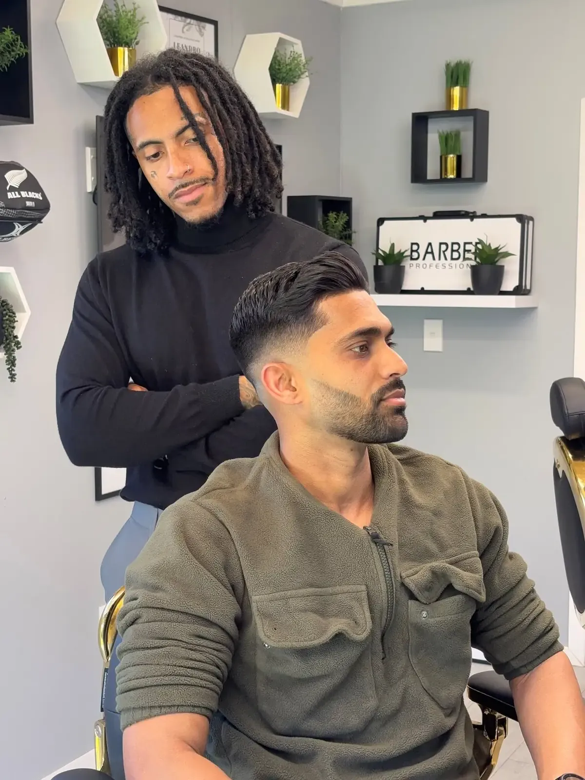 A textured crop with a fade, in profile, cut by Leandro Herrera